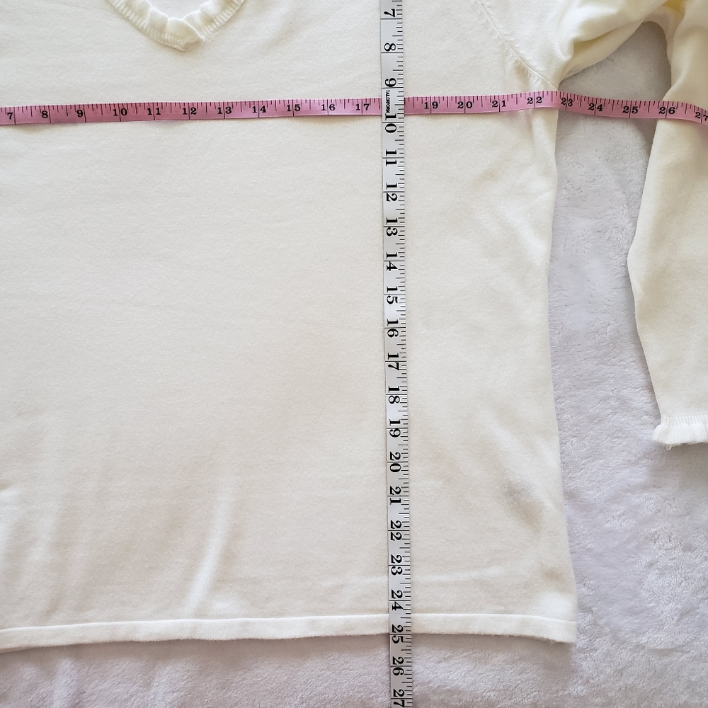 Vila Milano Cream Long Sleeve Soft V-neck Sweater--XL - Picture 13 of 14